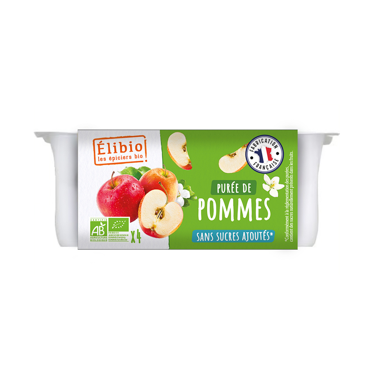 Elibio : Purée de pomme sans sucre ajouté en pots