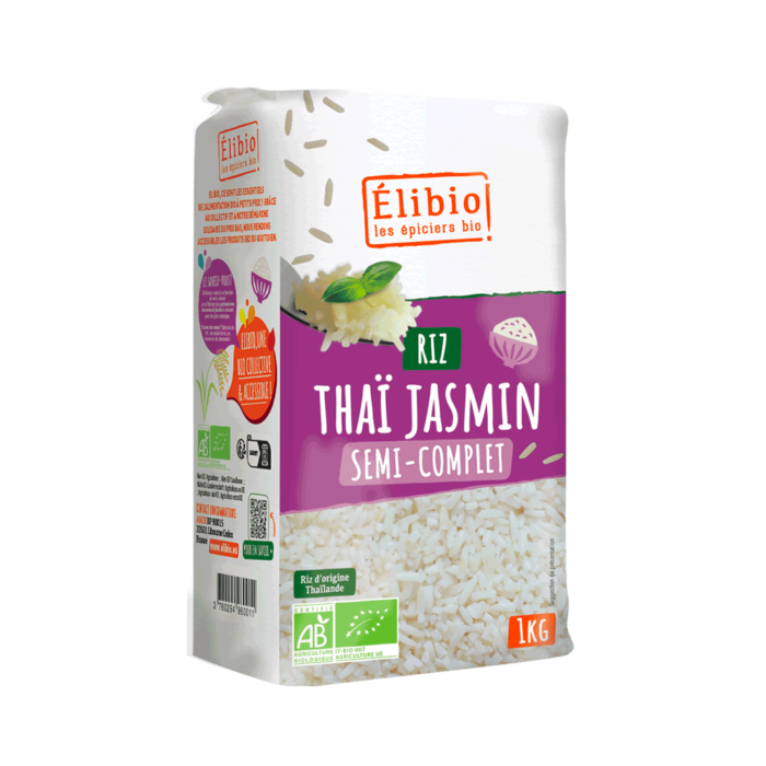 Riz thaï jasmin semi complet bio 1 kg Origine Thaïlande