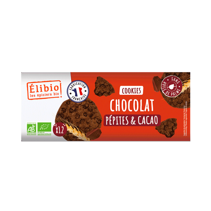 Cookies au chocolat pépites de cacao bio 175 g Fabrication France