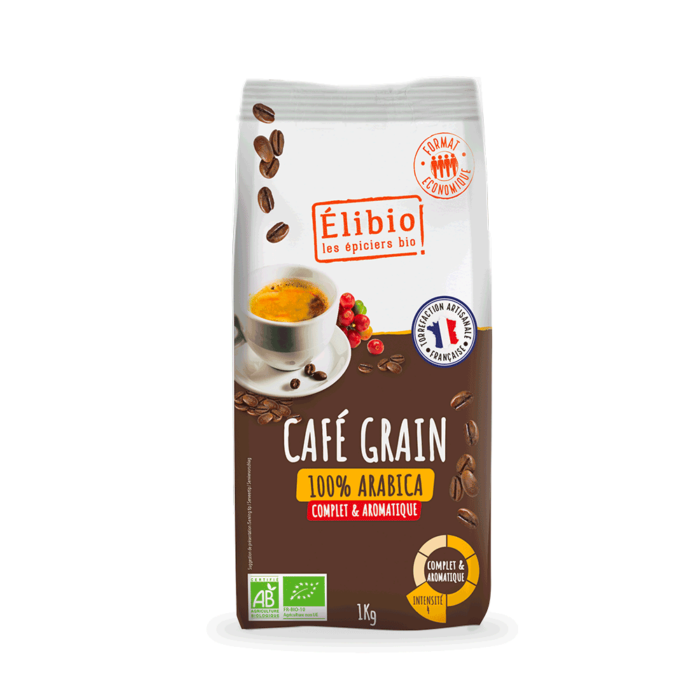 Café 100% arabica grain bio 1 kg Fabrication France