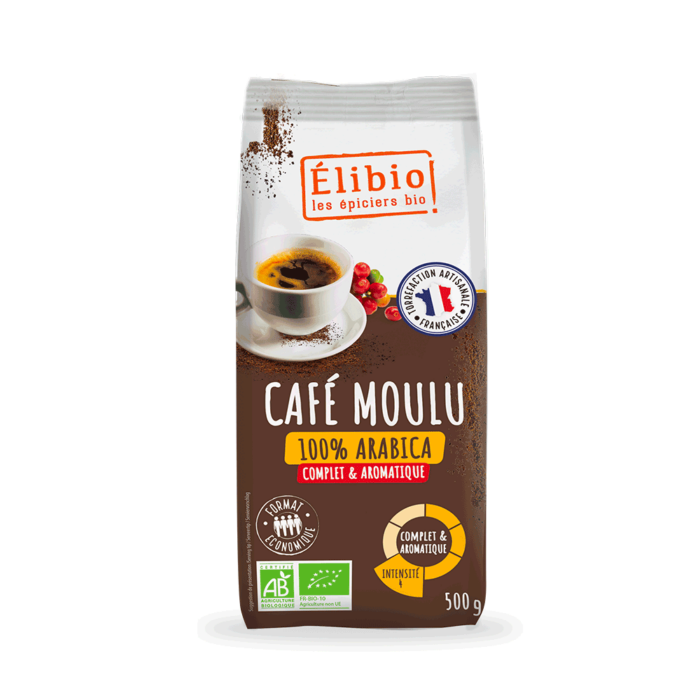 Café 100% arabica moulu bio 500 g Fabrication France