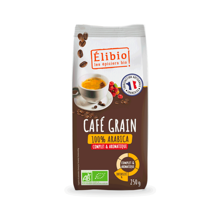 Café 100% arabica grain bio 250 g Fabrication France