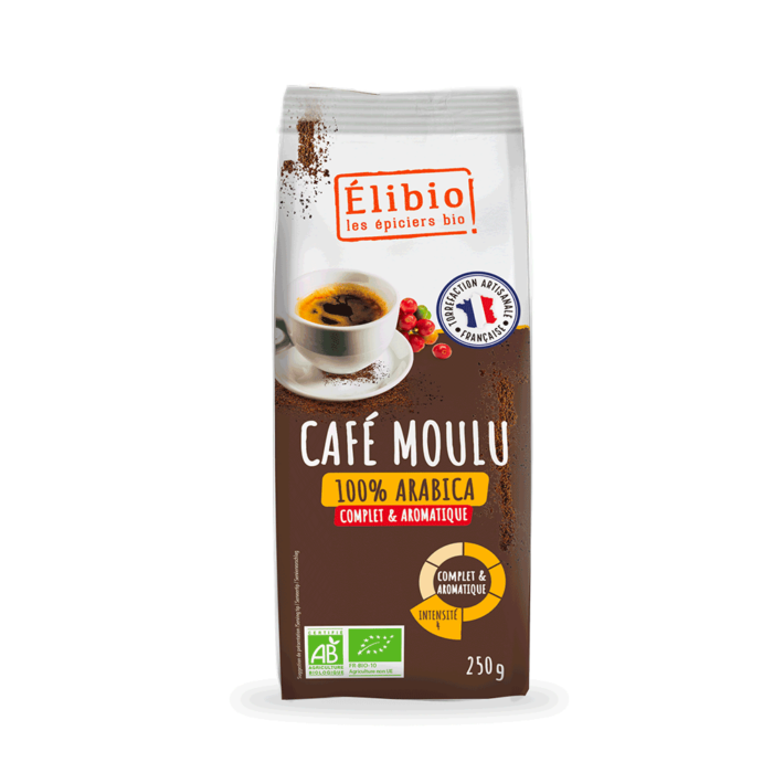 Café 100% arabica moulu bio 250 g Fabrication France